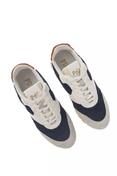 Shop Pantofola D'oro Multicolored Lace-up Sneaker With Rubber Men's Sole In Blue