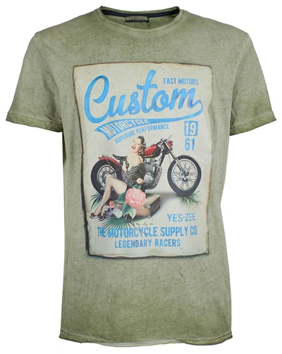 Shop Yes Zee Green Cotton Men's T-shirt