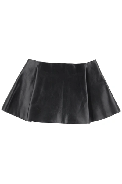 Shop Khaite Ralfa Leather Micro Skirt In Black