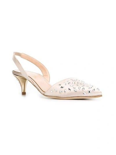 Shop Oscar De La Renta Embellished Slingback Pumps