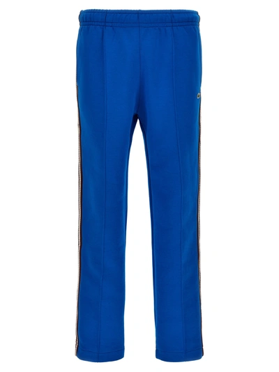 Shop Lacoste Logo Patch Joggers Pants Blue