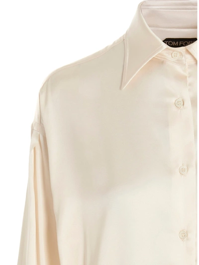 Shop Tom Ford Silk Satin Shirt Shirt, Blouse White