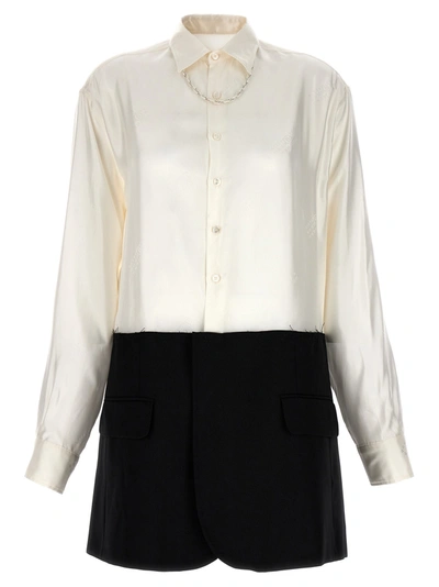 Shop Mm6 Maison Margiela Two-material Minidress Dresses White/black