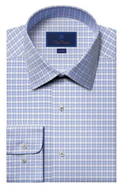 Shop David Donahue Trim Fit Check Cotton Twill Dress Shirt In White/ Blue