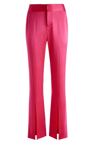 Shop Alice And Olivia Jody Slit Front Satin Pants In Candy