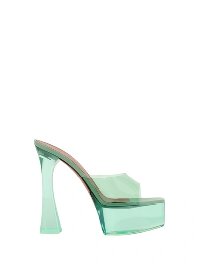 Amina Muaddi Dalida Pvc Platform Mules In Mint