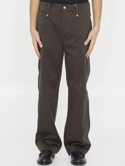 Shop Burberry Baggy Pants In Cotton In Green