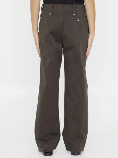 Shop Burberry Baggy Pants In Cotton In Green