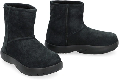 Shop Bottega Veneta Snap Suede Ankle Boots In Black