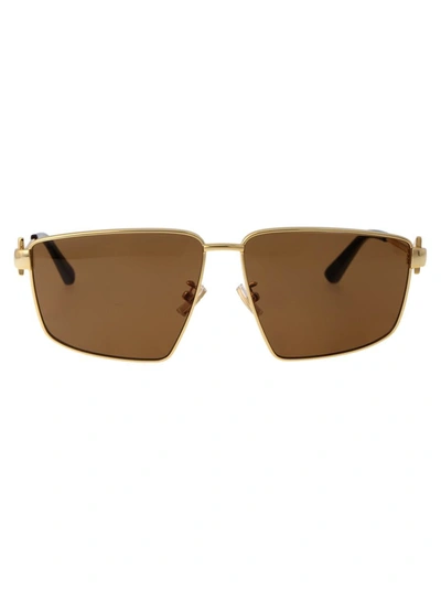 Shop Bottega Veneta Sunglasses In 005 Gold Gold Brown