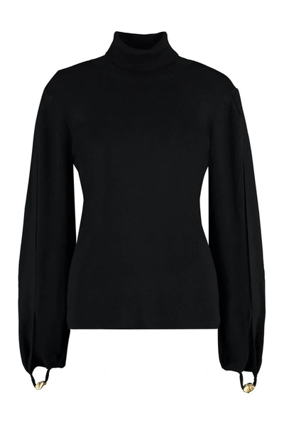 Shop Chloé Turtleneck Wool Pullover In Black