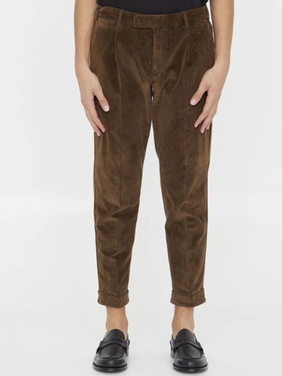 Shop Pt Torino Corduroy Trousers In Brown