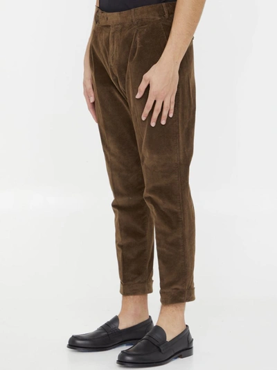 Shop Pt Torino Corduroy Trousers In Brown