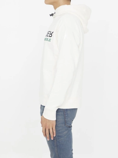 Shop Moncler Cotton Hoodie With Logo In White