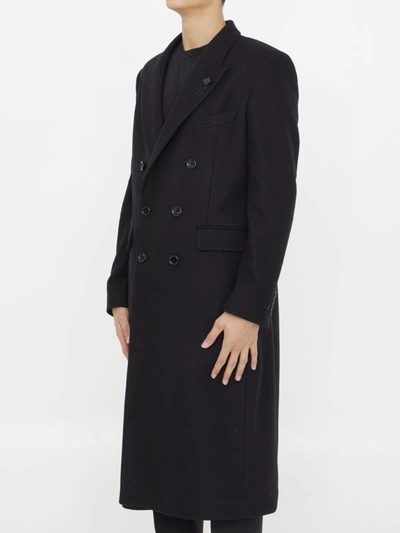 Shop Lardini Double-breasted Coat In Black