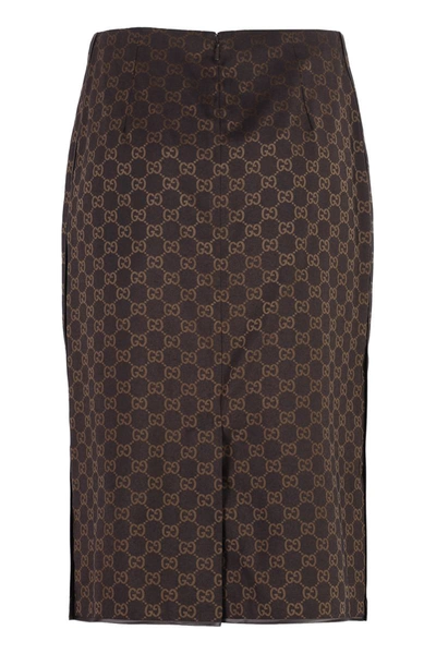 Shop Gucci Viscose Skirt In Brown