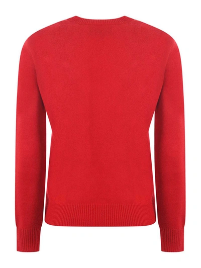 Mc2 Saint Barth Woman Brushed Sweater With Christmas Patches Appliquèe In Red