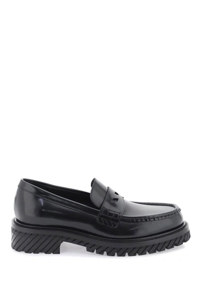 Shop Off-white Leather Mocassins In Grey