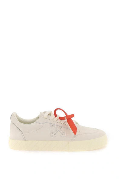 Shop Off-white Leather Low Vulcanized Sneakers In Beige