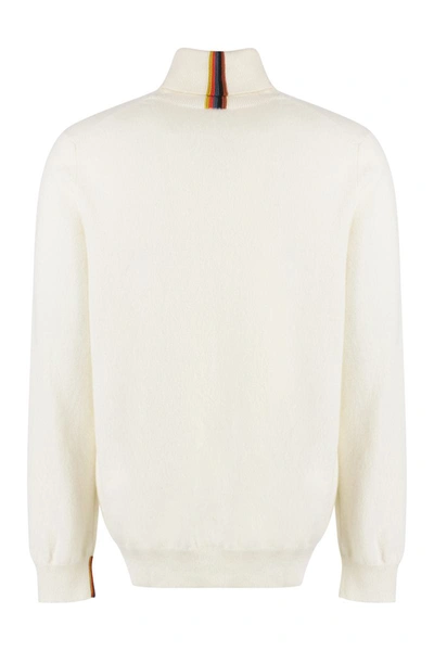 Shop Paul Smith Cashmere Turtleneck Pullover In White