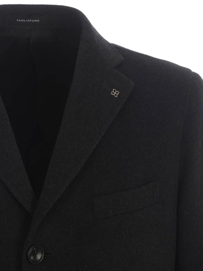 Tagliatore Single-breasted Coat Featuring Back Vent In Grigio Grafite