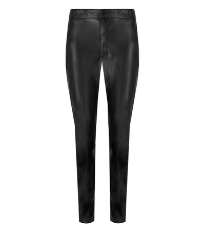 Shop Twinset Black Faux Leather Trousers