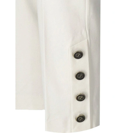 Shop Twinset White Cropped Trousers With Buttons