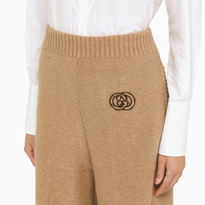 Shop Gucci Camel Wool Bermuda Trousers Women In Cream