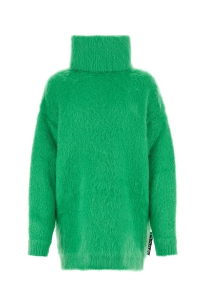 Shop Gucci Woman Green Stretch Mohair Blend Sweater Dress