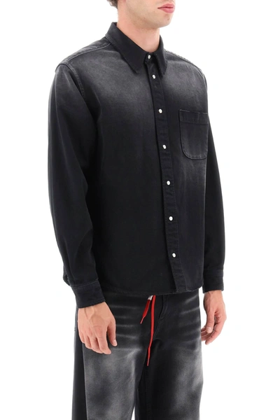 Shop Marni Bleached Denim Shirt Men In Black