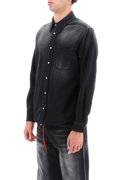 Shop Marni Bleached Denim Shirt Men In Black