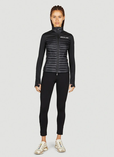 Shop Moncler Grenoble Women Partially Quilted Zip-up Cardigan In Black