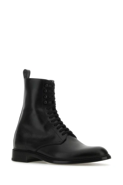 Shop Saint Laurent Man Black Leather Army Ankle Boots