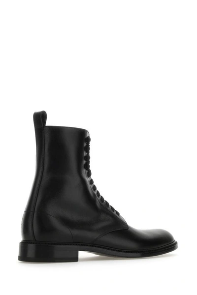 Shop Saint Laurent Man Black Leather Army Ankle Boots