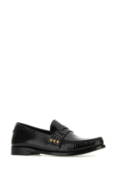Shop Saint Laurent Man Black Leather Le Loafers Loafers