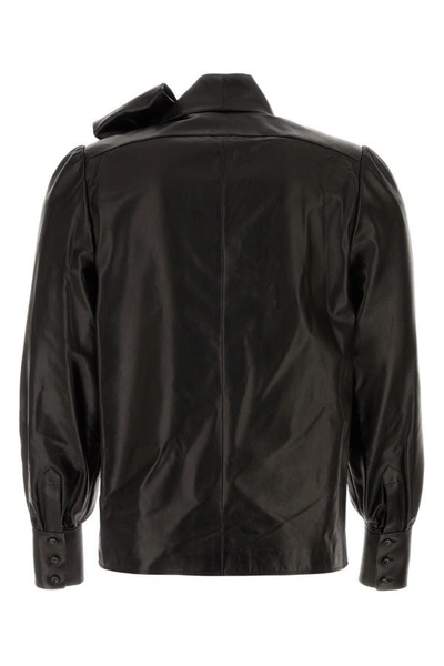 Shop Saint Laurent Man Black Leather Shirt