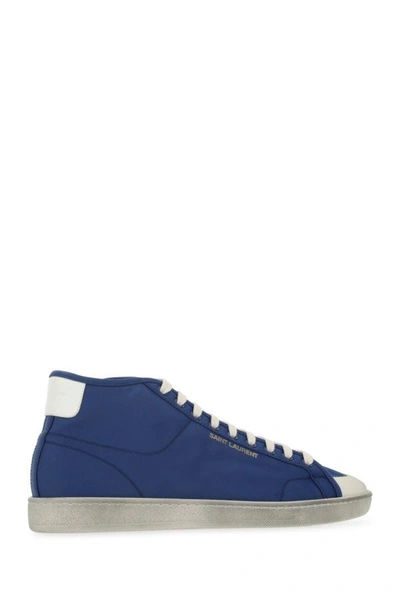 Shop Saint Laurent Man Blue Nylon Sl/39 Sneakers