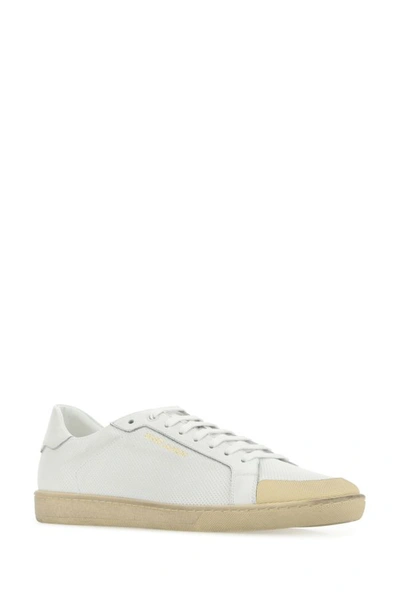 Shop Saint Laurent Man Chalk Leather Sl/39 Sneakers In White