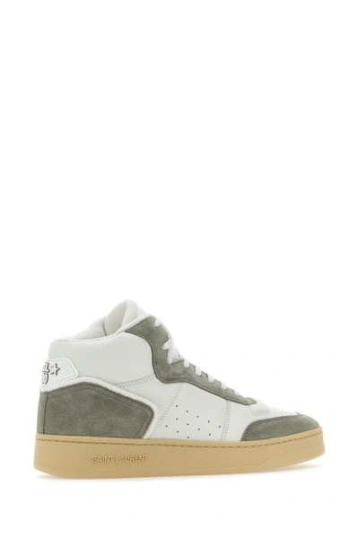 Shop Saint Laurent Man Two-tone Leather And Suede Sl/80 Sneakers In Multicolor