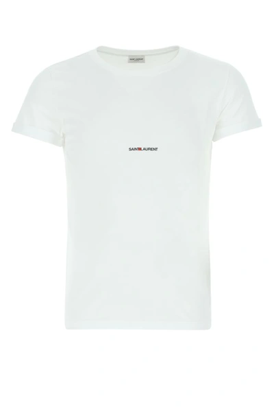 Shop Saint Laurent Man White Cotton T-shirt