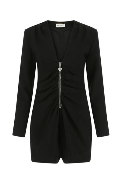 Shop Saint Laurent Woman Black Crepe Jumpsuit