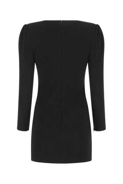 Shop Saint Laurent Woman Black Crepe Mini Dress