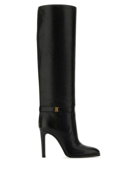 Shop Saint Laurent Woman Black Leather Diane Boots