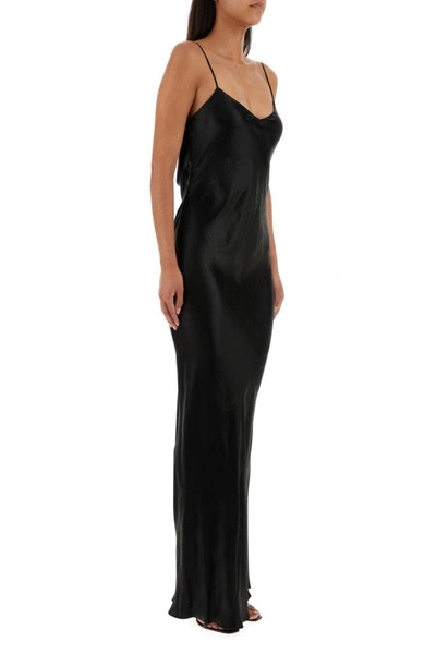 Shop Saint Laurent Woman Black Satin Long Dress