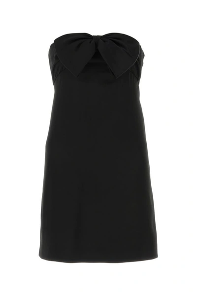 Shop Saint Laurent Woman Black Satin Mini Dress