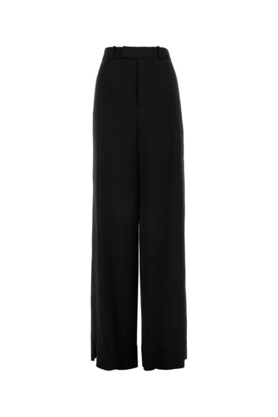 Shop Saint Laurent Woman Black Satin Wide-leg Pant