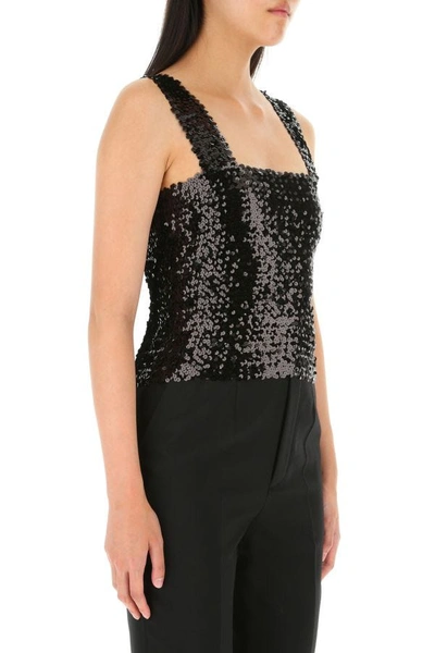 Shop Saint Laurent Woman Black Sequins Top