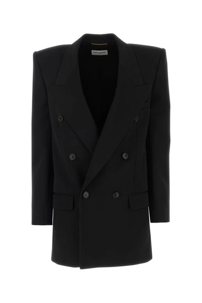 Shop Saint Laurent Woman Black Twill Oversize Blazer