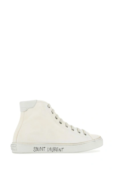 Shop Saint Laurent Woman White Canvas Malibã¹ Sneakers