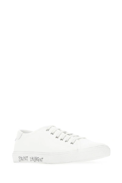 Shop Saint Laurent Woman White Canvas Sneakers
